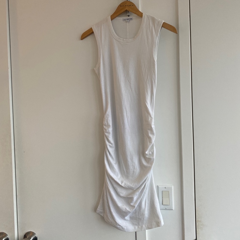 James Perse White Ruched Tank Dress